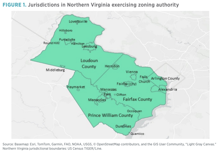 Figure 1. Jurisdictions in Northern Virginia exercising zoning authority